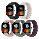 Tovimall Braided Bands, Compatible with Amazfit GTS/GTS2/GTS 3/GTS 2e/GTS 2 mini/GTS 4 mini, 20mm Stretchy Adjustable Nylon Sport Watch Strap for Women Men(5 pack)