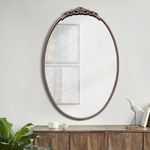 Micasso Bronze Oval Vintage Mirror, 24"x 36" French Baroque Antique Arched Wall Mounted Mirror Decorative Ornate Entryway Mirror for Wall Decor, Living Room, Hallway