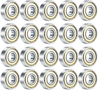 20PCS Skateboard Bearings, 608ZZ Double Shielded Ball Bearings, Small Bearing Replacement Parts for Longboard Roller Skates (Silver)