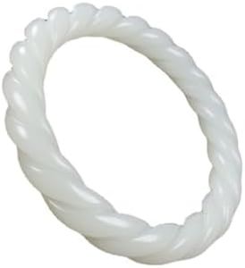 Fairchild Gemworks Jade Bangle Bracelet for Women, Good Luck Bangle, Wealth Feng Shui Bangle, Elegant Round BraceletNatural genuine Hetian jade white jade twisted bracelet (white,62-63mm)