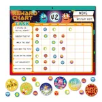 PATPAT® Reward Chart Kids Daily Self-discipline Reward Chart with 27 Sheet Custom Behavior Self-Checking Table and 2280 Color Reward Stickers Magnetic Good Habit Cultivation Calendar for Kids Room