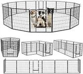 Tavata Heavy Duty Metal Dog Playpen Dog Fence for Outdoor, 8/16 Panels 24"/32"/40" Height Rustproof Dog Fence with Doors, Pet Fence for Large/Medium/Small Dogs, Pet Playpen for Yard,Camping