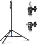 NEEWER 9.8ft/3m Air Cushioned Light Stand, Heavy Duty All Metal Photography Tripod Stand with 1/4” to 3/8” Reversible Spigot, 3 Way Mounting Interface & Metal Locking Knobs, Max Load 11lb/5kg (Black)