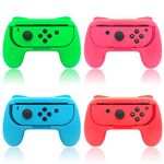 FYOUNG Controller Hand Grip Compatible with Joy Con for Switch & OLED Model Version, Rubber Surface Comfort Remote Holder Accessories (4 Pack) - Red, Blue, Green, Pink