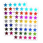 8 Colours, 1000 Pack, Foil Star Metallic Stickers, 15mm