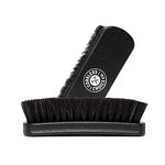 Shoe Brush - 100% Horsehair Shoe Brush - Concaved Handle for Premium Grip (Black)