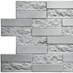 Dundee Deco PG7059-10 Grey Faux Cement Brick PVC 3D Wall Panel, 3.3 ft X 1.6 ft (98 cm X 49cm), Interior Design Wall Paneling Decor, 5.28 sq. ft. (0.48sq. m) Each, Pack of 10