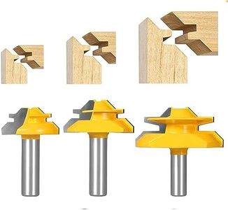 TOTOWOOD 45 Degree Lock Miter Router Bit 3-Piece Set, for 31/64", 3/4"，1"，Cutting Height, 1/2 Inch Shank.Woodworking Tools Joint Router Bits 3PCS 1/2 Shank)