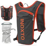 INOXTO Running Hydration Vest Backpack,Lightweight Insulated Pack with 1.5L Water Bladder Bag Daypack for Hiking Trail Running Cycling Race Marathon for Women Men (Gray Orange)