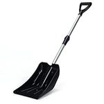 COSTWAY Retractable Snow Shovel, Large Capacity Aluminum Utility Shovels with D-shaped Handle & Spacious Blade, Lightweight Sand Mud Snow Removal Tool for Car Driveway Garden Emergency