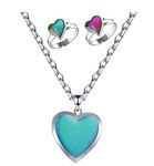 Mood Necklace Love Heart Change Color Emotional Feeling Adjustable Size Mood Rings 3pcs (3 pcs), Resin, not-applicable