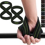 RDX Weight Lifting Straps Figure 8, Anti Slip Strap with cuffs wrist Support for Gym Workout Deadlift Powerlifting Bodybuilding Weightlifting, Fitness Strength Training, Hand Bar Grip for Men