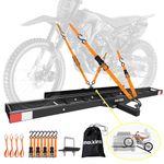 Mockins 500 lb Capacity Anti Tilt Motorcycle Hitch Carrier Set | 73.5x31.5x5.5 Dirt Bike Hitch Hauler | Heavy Duty Steel Motorcycle Rack for Hitch | Dirt Bike Hitch Carrier & Ramp, Straps, Stabilizer