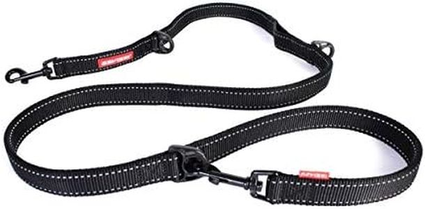 EzyDog Vario 6 Multifunction Dog Leash - 25mm Nylon Webbing Lead for Medium & Large Dogs - 6 Leashes in 1, Soft, Comfortable, Reflective, Carbon Snap Clip (Black)