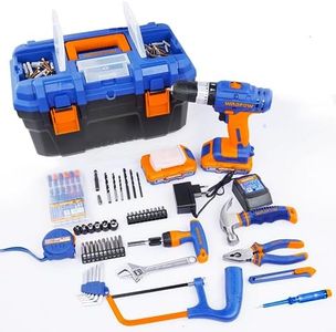 WADFOW Cordless Impact Drill Driver, 20V 10mm Chuck Variable Speed, with 115 Pcs Multitool Kit 2 Batteries 1 Charger, 119Pcs Tool Kit with Cordless Drill Machine Packed by Plastic Tool Box