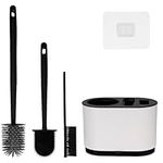Belle Vous Toilet Brush Set - Silicone Toilet Brushes & Holder Toilet Accessories Set - Toilet Cleaner Brushes/Bathroom Brushes - Deep Clean Loo Brush