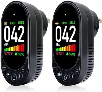 VETOUCH Plug-in Noise Meter Digital Sound Level, 3 in 1 Decibel Meter with Temp Humidity, 30-130dB Portable SPL, AC Powered, Data Hold, Max Min, Fast/Slow, 1.83" LCD, Meter for Home RV