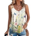 Mis Pedidos Vest Tops for Women Summer Sleeveless Scoop Neck Tank Tops 2024 UK Ladies Elegant Shirts Trendy V Neck Hollow Out Eyelet Blouses Spaghetti Strap Floral Print Camisoles