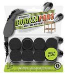 Slipstick GorillaPads CB147 25mm Non Slip Furniture Pads/Gripper Feet (Set of 16) Self Adhesive Rubber Floor Protectors, 1 inch Round, Black