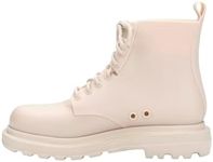 Melissa Coturno Soft Women’s Jelly Combat Boot - Flexible, Soft and Comfortable Lace-up Jelly Combat Boots with Trendy, Rugged Lug Sole, Beige, 9