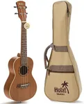 Tenor Ukulele Bundle, Deluxe Series by Hola! Music (Model HM-127MG+), Bundle Includes: 27 Inch Mahogany Ukulele with Aquila Nylgut Strings Installed, Padded Gig Bag, Strap and Picks