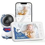 BOIFUN Wifi Video Baby Monitor Camera, App & 5'' Screen Control, 1080P, Motion&Sound Detect, PTZ, Auto Tracking, Smart Baby Monitor with Night Vision, Two-way Audio, Feeding Reminder,iOS/Android Phone