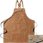 Ofrdncy WaterProof Apron,Chef Apron,Adjustable Cooking Apron,3 Pockets Kitchen Apron,Canvas Gardening Apron,Woodworking Work Artist Gardener's Barber Canvas Apron for Men Women,Baking BBQ Apron