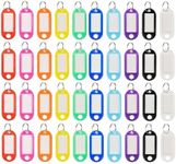 Gisedkle 200 PCS Plastic Key Labels Tags, 10 Colors Key Ring Tags with Split Keyring, Blank Name Tag, Clear Label Window Protective Films, Key ID Tags for Luggage, Red, Pink, Orange, Yellow, Green