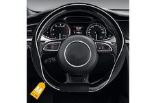 NIKAVI Tech Steering Wheel Cover - Black Color | Size - Small | Diameter 36 cm | O-Type | Car Steering Wheel Protector, Anti-Slip, Modern Leather Finish Grip Cover for Round Steering Wheels
