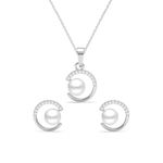 Clara 925 Sterling Silver Zola Real Pearl Pendant Earrings Chain Necklace Jewellery Set | Platinum Plated, Swiss Zirconia |Gift for Women and Girls