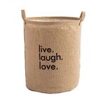 HOKIPO Folding Laundry Basket for Clothes, Round Collapsible Storage Basket - Large 51 Ltr, Beige (AR1166)