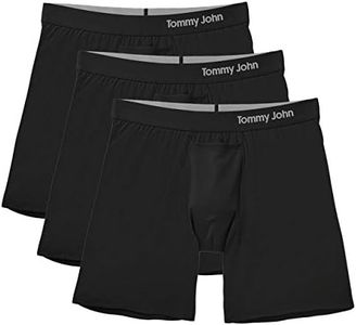 Tommy John Men's Supima Cool Cotton Relaxed Fit Boxers - 3 Pack - No Ride-Up Comfortable Breathable Underwear for Men, Black, X-Large