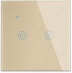 Yagusmart WiFi Smart Wall Light Switch, No Neutral Wire Required, No Hub Required, Compatible with Alexa and Google Home, APP Remote Control, Timing Function, Voice Control(2 Gang-Gold)