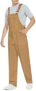 WORK IDEA Men's Bib Overalls,Men's Overalls Workwear Lightweight with Adjustable Straps and Pockets,Khaki, XXXL