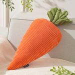 Phantoscope Fruit Shaped Pillows Series Happy Easter Carrot Shaped Pillow Fun Home Decor of Fruit Themed Cushion Corduroy Carrot with Leaves Decorative Pillow for Couch Bed, Orange, 22 x 10 inches