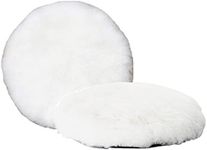 INZOEY Wool Polishing Pad 5 Inches Soft Sheepskin Buffing Pads with Hook and Loop Back Wool Cutting Pad for Car, Furniture, Glass and So On (Pack of 2)