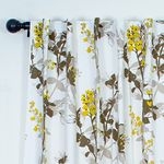 Tranquebar Curtain Co. Pure Cotton Curtains for Door, 60-65% Room Darkening, Floral Print (Blume: Yellow & Oat Brown) -9 Feet, Set of 2 (Length 274 cm) - with Back Tab