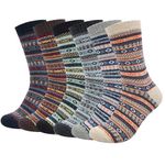 Justay 6 Pairs Mens Wool Socks, Thick Warm Breathable Crew Socks for Winter