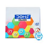 Doms Neon Eraser Box Pack | Hexagonal Eye Catching Design | Neat & Dust Free Erasing | Playful Body Colors | Plastic Case For Each Eraser | Pack of 30 Erasers