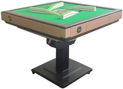 HUANGZHE Automatic American Mahjong Table (Including 152 Mahjong Tiles in Blue and Green), American Style, 42mm Size, Champagne Color, Easy to Install + 152 Numbered Mahjong Tiles(Easy to Install)
