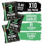 BEEFit Biltong Beef Jerky Taster Pack - Healthy High Protein Snacks, Gluten Free and Keto Friendly Snack - Perfect for On-the-Go or Fitness Enthusiasts (Garlic, 10x30g)