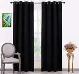 JUPON Energy Saving Extra Wide Blackout Curtains for Bedroom with 3 Layers Weaving Technology, Pack of 1pc (54 x 108 inch - Black)