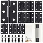 AFASOES 24 Pcs Folding Butt Hinges, 2 Inch Door Hinge Ball Bearing Door Hinges Metal Butt Hinge Timber Door Hinge with Screws for Home Furniture Hardware Cabinet Closet Door Drawer (Black)