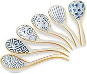 Soup Spoons Set of 6, Soup Dumplings Asian Soup Spoon Set Non-Slip Bottom Japanese Spoons for Ramen Chinese Wonton, Dumplings, Pho, Noodle Soup Spoons