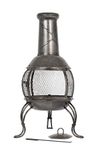 La Hacienda - Leon Medium Mesh Steel Chiminea - Patio Heater - Log Burner - 360 View - Easy to Assemble - Bronze Effect - 90cm Tall x 37cm Dia.