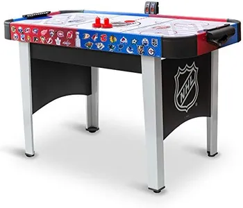 48" Mid-Size NHL Rush Indoor Hover Hockey Game Table; Easy Setup, Air-Powered Play with LED Scoring, Multicolored