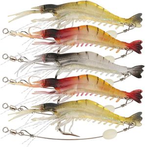 Yolo Tackles Silicone Simulation Live Shrimp Fishing Soft Prawn Lure Hook Bait Tackle - 5pcs