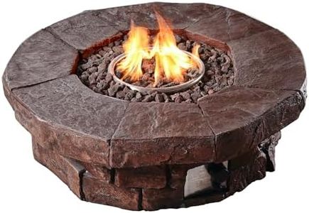 Teamson Home Outdoor Garden Large Round Propane Gas Fire Pit Table Burner, Smokeless Low Firepit, Patio Furniture Heater with Lava Rocks and Cover