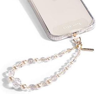 Case-Mate Phone Charm w/ Beaded Pearls & Crystals| Detachable Anti Theft Phone Strap |Hands-Free iPhone Wrist Strap for Women | Phone Chain Wristlet for Apple Samsung Google Pixel & More|Crystal Pearl