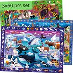 Kids Toys Puzzles Ages 4 5 6-4 x 60 Pieces Jigsaw Puzzles for Children 8 Year Old by QUOKKA - Educational Toys for Learning Rainforest Polar & Wild Animals - Boy and Girl